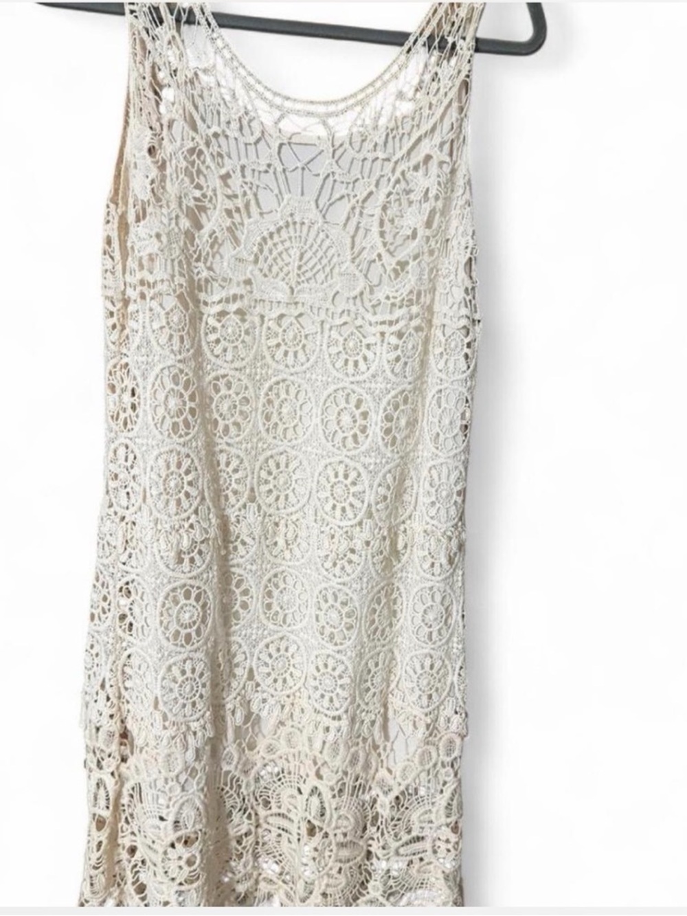 Pinky Crochet Lace Tank Dress - Cream